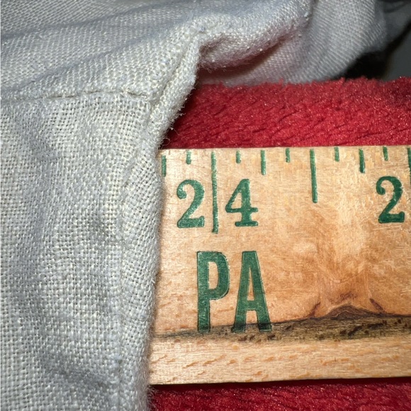 Company Ellen Tracy Linen Blouse Women’s Large Sand Zip Front Roll Sleeve Top - Picture 11 of 13